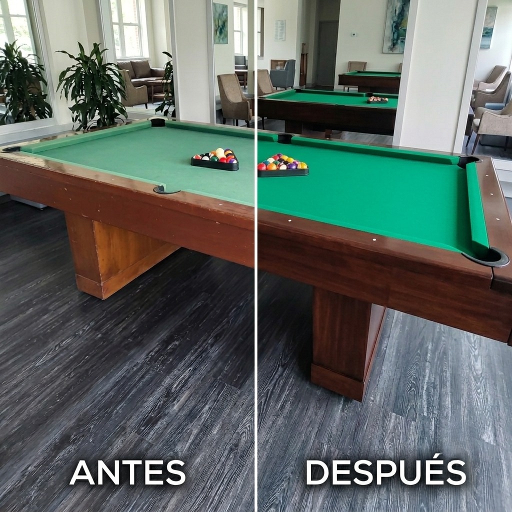 Servicio y mantenimiento de mesa de billar antes y después